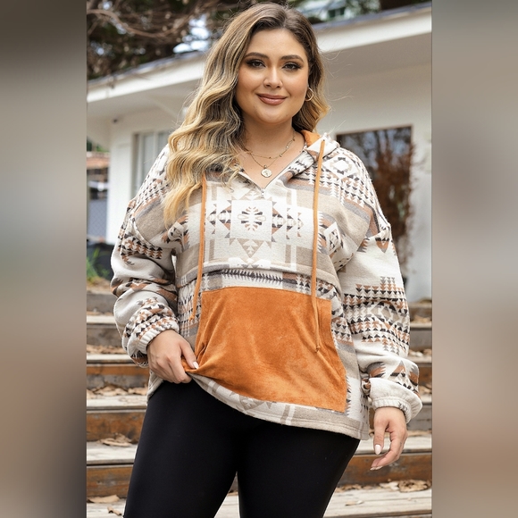 Tribal Print Hoodie Pullover Jacket Size XL - Picture 9 of 11